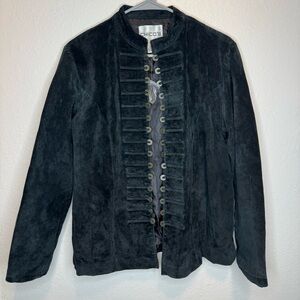 Chico’s Black Suede Leather Jacket with Coin Details Size 2 NWOT